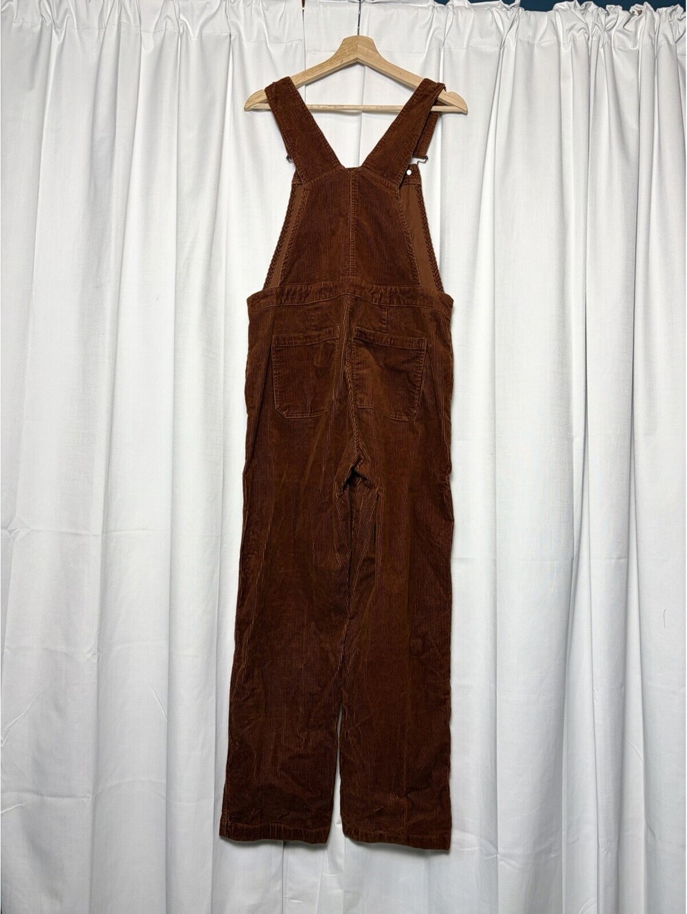 Boden Corduroy Chocolate Brown Relaxed Straight Leg Overalls. Size 10. $188 - Picture 5 of 9